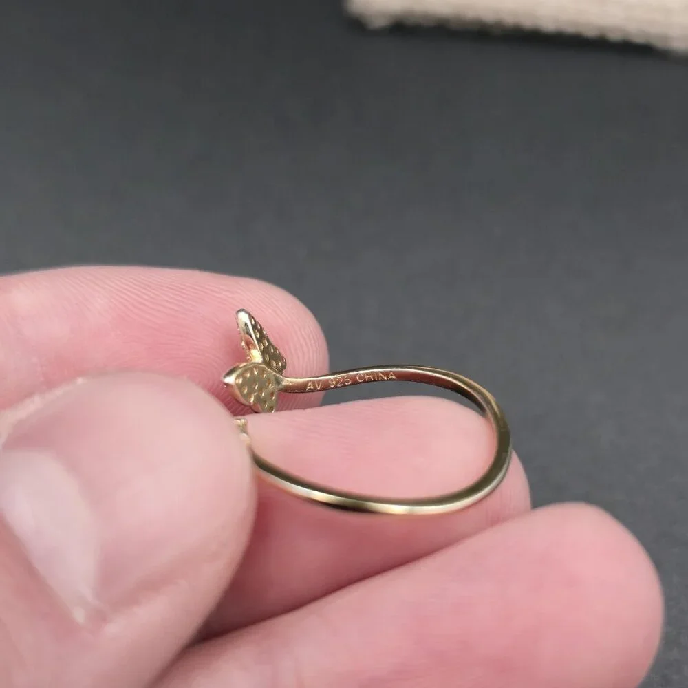 Size 8.25 Gold Over Sterling Silver Butterfly Cubic Zirconia Ring A7156 - Picture 6 of 9